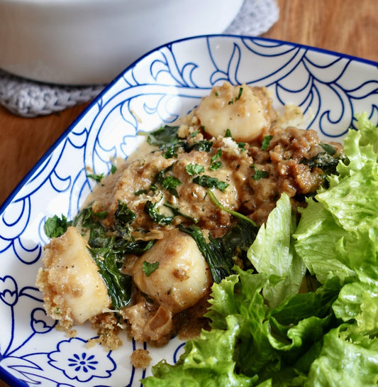 Seared Scallop and Spinach Gratin