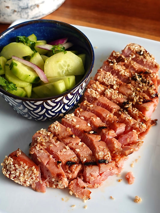 Sesame Crusted Tuna with Cucumber Salad