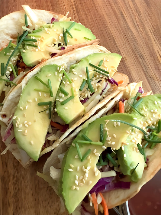 Asian-inspired cod tacos