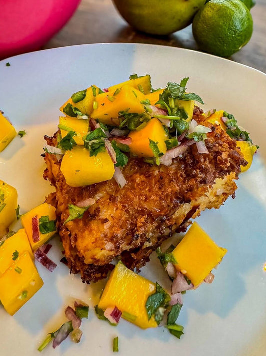 Coconut Crusted Cod with Mango Salsa