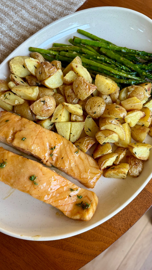 Maple Dijon Salmon with Roasted Vegetables