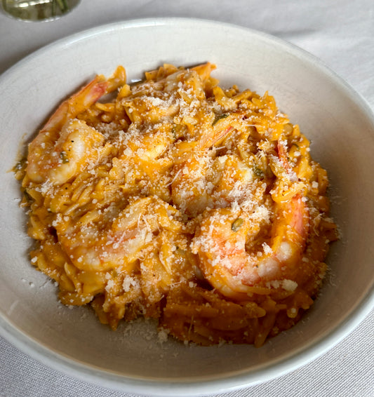Pumpkin Sage Orzo with Shrimp