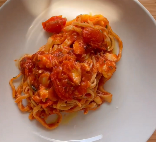 Cherry Tomato Cod Pasta