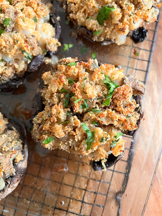 Baked Scallop-Stuffed Mushrooms