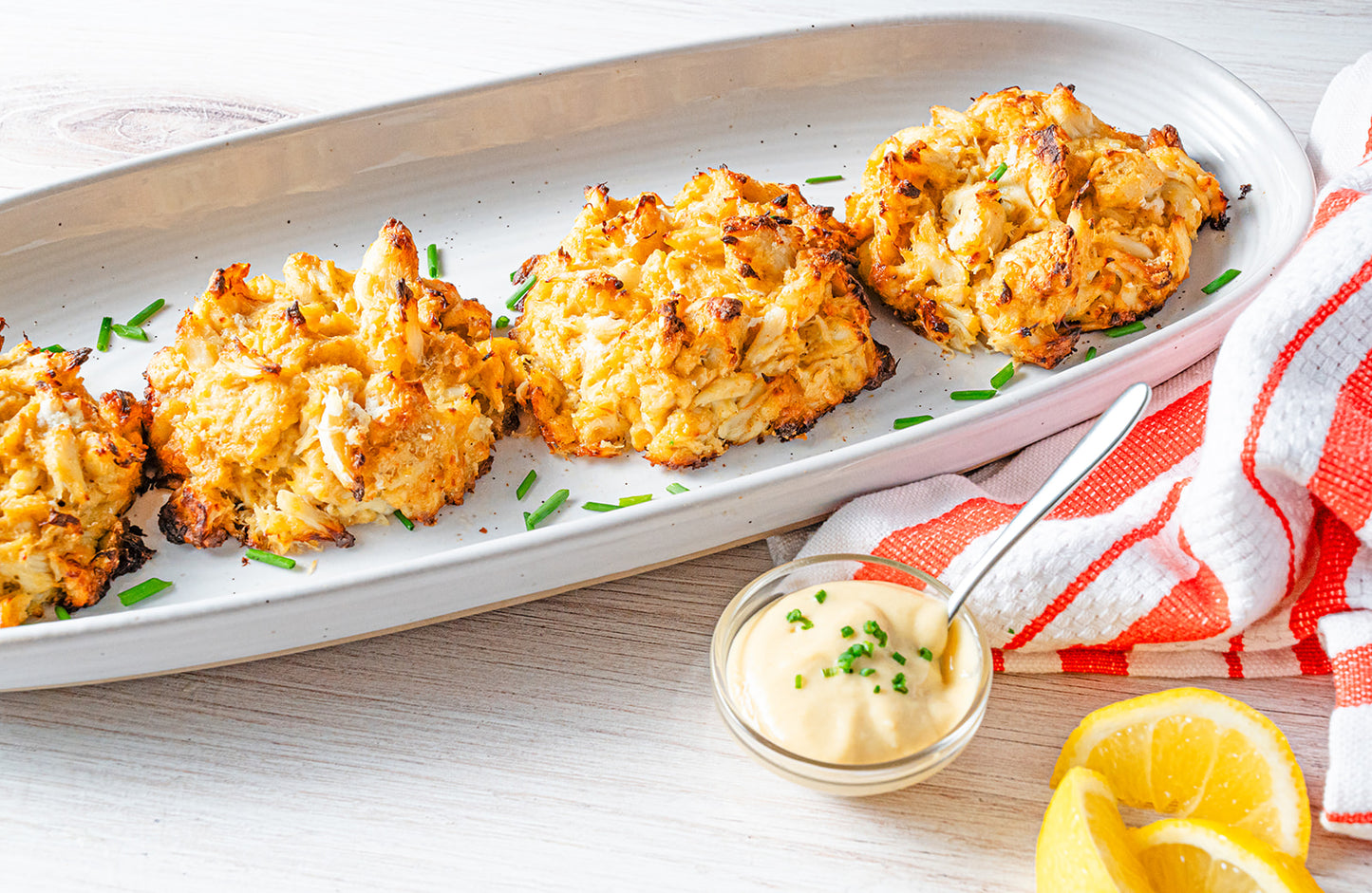 Crab cakes overhead